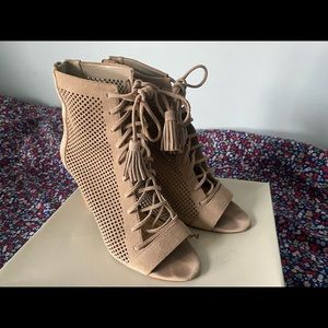 Marc Fisher Peep Toe Lace Up Block Heels